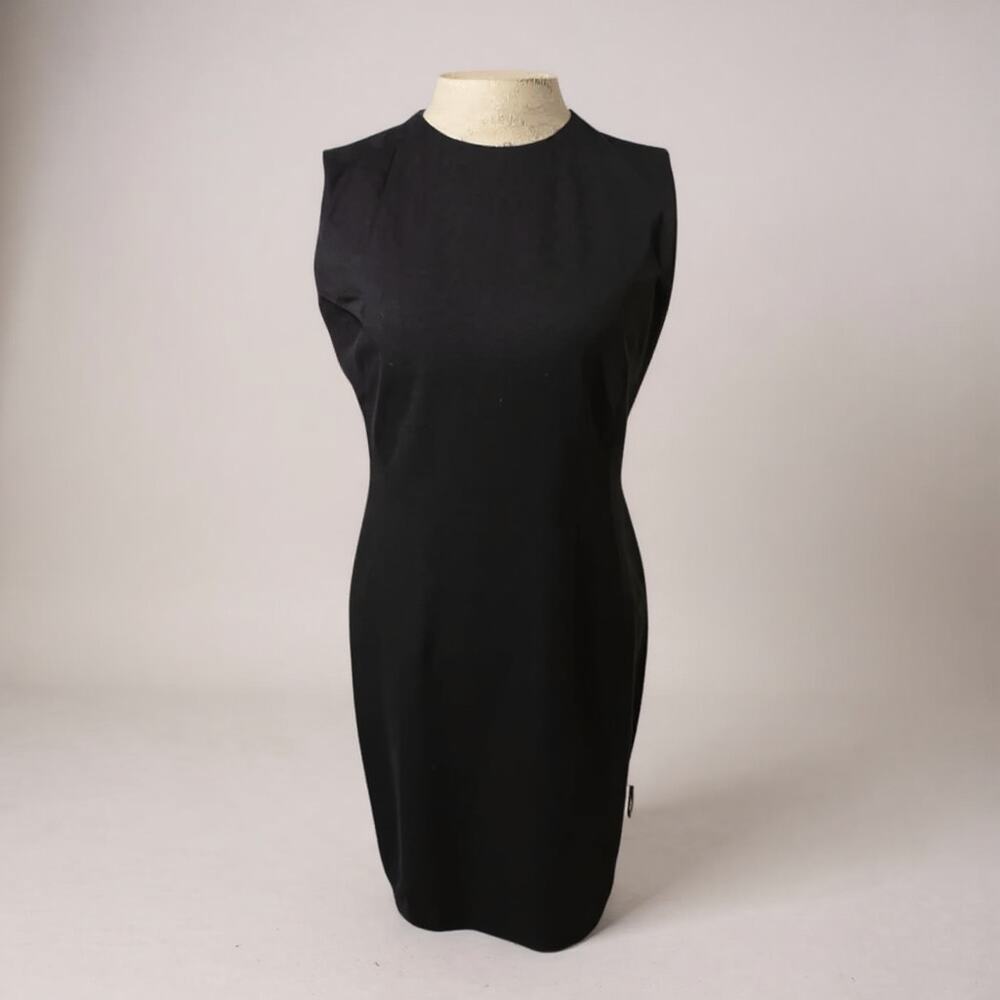 Tavora Womens Sleeveless Black Sheath Dress Lined With Back Zip Size Petite 10